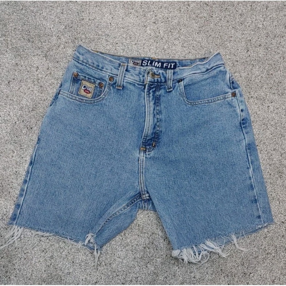 90's High Waist Jort Slim Cruel Girl Denim Cut Off Shorts Fringe Fray Sz 11
